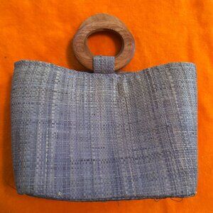 Womens evening knit bag/clutch/purse cocktail wooden handle contemporary